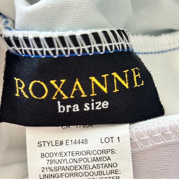 ROXANNE Women’s Blue Abstract Print Skirted Modest Swimsuit Built In Bra 18 42DD - Picture 8 of 11